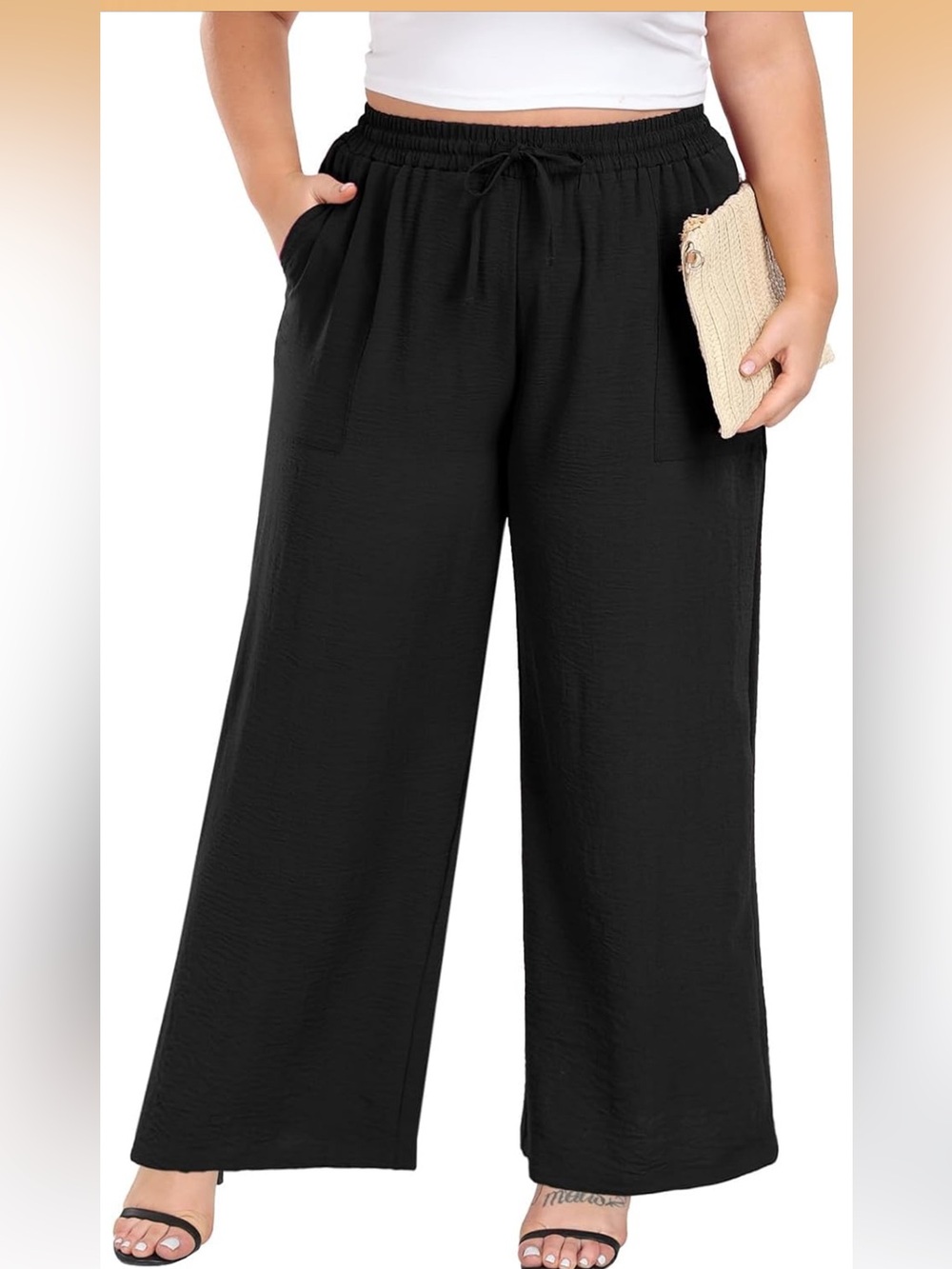 Lastshe High Waist Loose Palazzo Trousers with Pockets